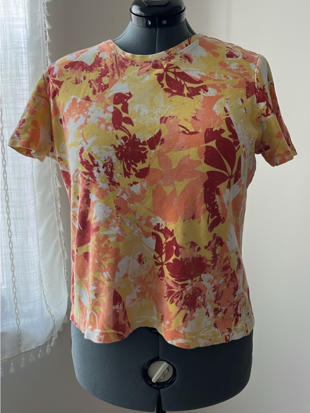 Women’s Floral Tie-Dye Short Sleeve Tee - Yellow & Rust